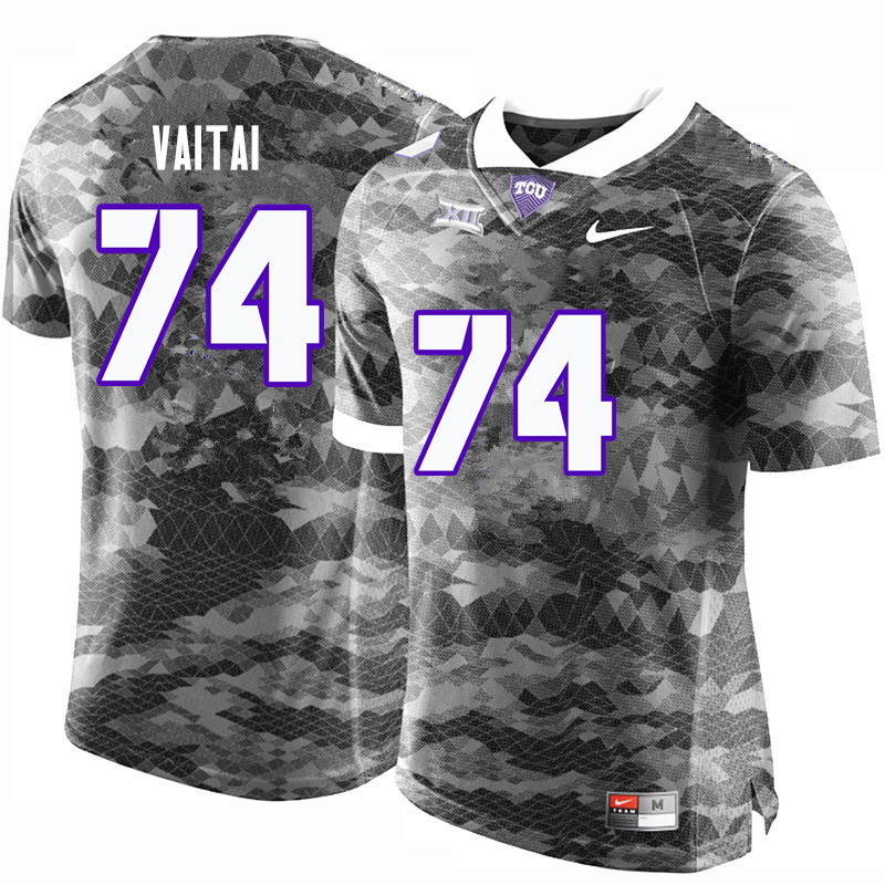 Men #74 Halapoulivaati Vaitai TCU Horned Frogs College Football Jerseys-Gray - Click Image to Close
